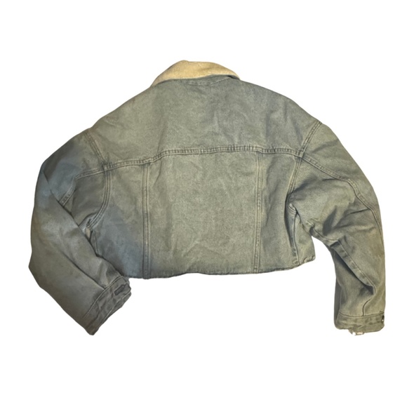 ZARA CROPPED DENIM FULLY FLEECE LINED JACKET - Picture 2 of 3